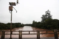 SAO SEBASTIÃO DO CAÍ, RS, BRASIL, 19-06-2025: CHUVAS NO RS-  Rio Caí supera em 2,6 metros sua cota de inundaçao mas começa a apresentar recuo das águas. Bairros de São Sebastião do Cai são novamente alagados. Foto: Jonathan Heckler/ Agência RBS<!-- NICAID(16063394) -->