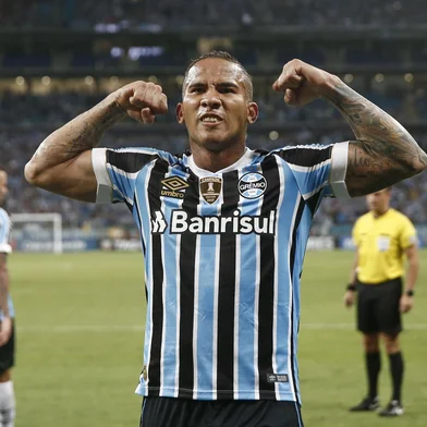 PORTO ALEGRE, RS, BRASIL, 01.05.2018. Grêmio enfrenta o Cerro Porteño, na Arena, em partida válida pela fase de grupos da Copa Libertadores 2018. Na foto, comemoração do terceiro gol do jogo, marcado por Jael.Foto: André Ávila/Agência RBS<!-- NICAID(13529268) -->