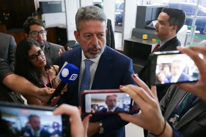 O presidente da Câmara dos Deputados, Arthur Lira, durante coletiva de imprensa.<!-- NICAID(15943123) -->