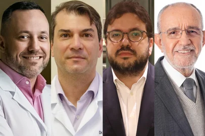 A partir da esquerda: Gabriel Dalla Costa, Brasil Silva Neto, Eduardo Trindade e Julio Flávio Dornelles de Matos - Foto: Hcor/Hospital de Clínicas de POA/André Ávila/Natalia Pegorer/Agência RBS/Divulgação<!-- NICAID(15926067) -->