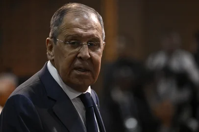 Russian Foreign Minister Sergei Lavrov attends the G20 foreign ministers meeting in Rio de Janeiro, Brazil, on February 21, 2024. Foreign ministers of the G20 group of nations open a two-day meeting Wednesday in Brazil, with a bleak outlook for progress on a thorny agenda of conflicts and crises, from the Gaza and Ukraine wars to growing polarization. (Photo by MAURO PIMENTEL / AFP)<!-- NICAID(15686807) -->