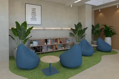 Em comemoração ao Dia do Trabalhador, metalúrgica de Caxias inaugura sala de descompressão para os funcionários. O espaço conta com sofás, pufes, jogos de tabuleiros e livros.<!-- NICAID(15743826) -->