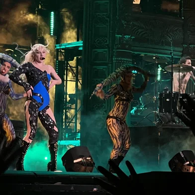 US pop star Lady Gaga performs during her concert at Copacabana beach in Rio de Janeiro, Brazil on May 3, 2025. (Photo by STRINGER / AFP)<!-- NICAID(16029432) -->