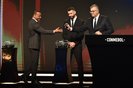 Conmebol's Director of Clubs Competitions Frederico Nantes (R) is assisted by  Brazilian former football player Cafu (L) next to Argentine forward Lucas Pratto during the Copa Libertadores draw at Conmebol's headquarters in Luque, Paraguay, on March 18, 2024. (Photo by NORBERTO DUARTE / AFP)<!-- NICAID(15709285) -->