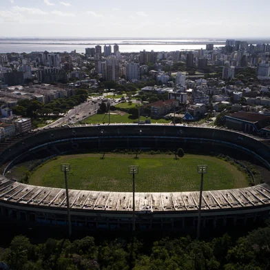 Porto Alegre, RS, Brasil, 22-03-2024: Situação do estádio Olímpico, no bairro Azenha. Estrutura, que sediou jogos até 2013, está em ruínas. Foto: Mateus Bruxel / Agência RBSLocal: Porto Alegre<!-- NICAID(15713797) -->