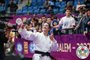 A judoca gaúcha Mayra Aguiar comemora medalha de bronze no Masters de Jerusalém.<!-- NICAID(15302922) -->
