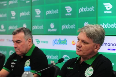 CAXIAS DO SUL, RS, BRASIL, 15/03/2023. Apresentação do técnico Pintado, novo técnico do Juventude, em entrevista coletiva realizada no estádio Alfredo Jaconi. (Bruno Todeschini/Agência RBS)Indexador: BTK<!-- NICAID(15375796) -->