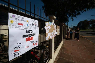 Portão, RS, Brasil - Luto pela Professora Diná Hadres, na Escola Municipal Antônio José de Fraga, Colégio onde a Profe Diná se dedicou ao Magistério por toda sua vida.Fotos: Jefferson Botega/Agencia RBS<!-- NICAID(15702929) -->