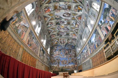 This picture shows a view inside the Sistine chapel ahead of a cardinals conclave on March 9, 2013 at the Vatican. The conclave of 115 "cardinal electors" will begin on March 12 under Michelangelo's famous frescoes to choose the 266th pope following the abrupt end to Benedict's eight-year papacy which was often overshadowed by scandals.  AFP PHOTO / GABRIEL BOUYS<!-- NICAID(9176849) -->