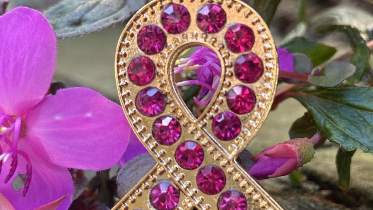 Venda de broches do Outubro Rosa...