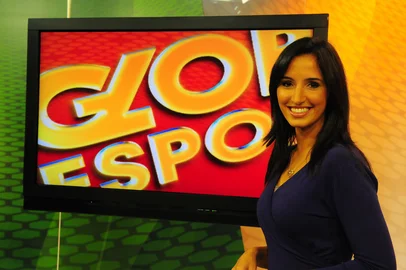 Genaro Joner / Agencia RBS Gravação do programa piloto, Globo Esportes, na RBS TV, com os apresentadores, Paulo Brito, e Alice Bastos Neves.<!-- NICAID(7075719) -->