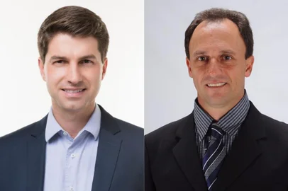 Prefeito César Ulia, de Flores da Cunha, e Evandro Kuwer, de São Marncos<!-- NICAID(15240834) -->
