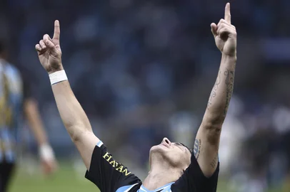 PORTO ALEGRE, RS, BRASIL, 08-08-2026: Grêmio x São Paulo, partida válida pela 22ª rodada do Campeonato Brasileiro 2026. O jogo ocorre na Arena, em Porto Alegre. Foto: Bruno Todeschini/Grupo RBSIndexador: Bruno Todeschini<!-- NICAID(16342995) -->