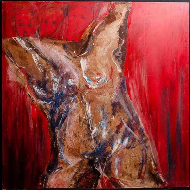 Elizethe Borghetti - Xye, colagem e óleo smadeira - imagem reprodução. Vem aí um leilão com mais de 350 lotes da coleção pessoal da artista visual Lou Borghetti, que inclui esculturas, objetos de arte e decoração, quadros, tapetes, mobiliários e uma seleção de quadros pintados por ela.<!-- NICAID(14829472) -->