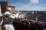 Papa Francisco em evento de celebração da Páscoa, ocorrido no Vaticano, em Roma, na manhã deste domingo, 17 de abril de 2022.