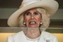 Britain's Queen Camilla reacts during the second race on the first day of the Royal Ascot horse racing meeting, in Ascot, west of London, on June 20, 203. (Photo by JUSTIN TALLIS / AFP)<!-- NICAID(15464422) -->