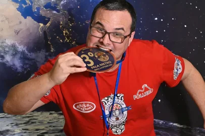Rodrigo Hennemann, chef pizzaiolo e fundador da Soul Pizza, em Porto Alegre, na 21ª edição do Pizza World Cup, em Roma.<!-- NICAID(15573247) -->