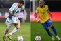 Montagem sobre fotos de Messi e Neymar <!-- NICAID(14831287) -->