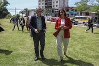 CAXIAS DO SUL, RS, BRASIL. 12-11-2025. Estado vai lançar edital para construção da Casa da Mulher Brasileira, em Caxias, até o final do ano.  Na foto, o prefeito de Caxias Adilo Didomenico e a secretária da Mulher do Rio Grande do Sul, Fábia Richter.<!-- NICAID(16165675) -->
