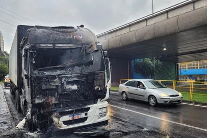 Caminhão pega fogo na RS-122, em Caxias do Sul<!-- NICAID(16301509) -->