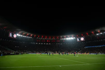 RIO DE JANEIRO, RJ, BRASIL, 13-08-2025: Aquecimento entre Flamengo vs Internacional, pela Copa Libertadores, no Maracanã. Foto: Max Peixoto/EspecialIndexador: MAX PEIXOTO<!-- NICAID(16101125) -->