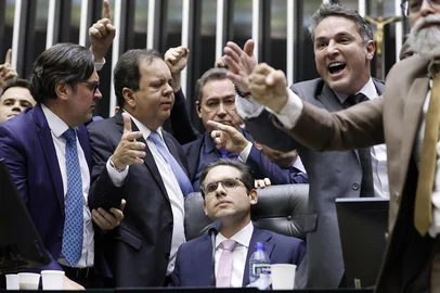 BRASÍLIA, DF, BRASIL, 06-08-2025: Hugo Motta abre sessão deliberativa na Câmara dos deputados para discussão e votação de Propostas Legislativas, em Brasília. Foto: Bruno Spada/Câmara dos DeputadosIndexador: Marina Ramos<!-- NICAID(16096156) -->