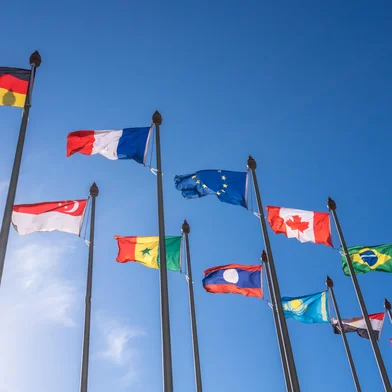Bandeiras de países tremulando<!-- NICAID(15961225) -->