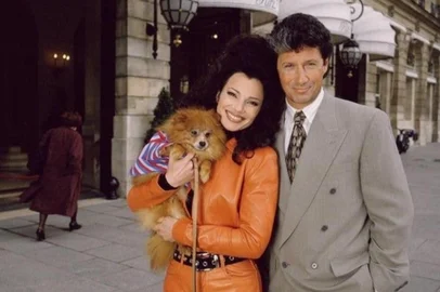Fran Drescher e Charles Shaughnessy na série The Nanny, da CBS.<!-- NICAID(15484576) -->