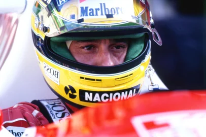 Ayrton Senna em setembro de 1991  GPs Portugal e Espanha<!-- NICAID(10426070) -->