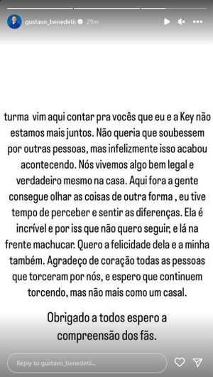 Instagram@gustavo_benedetii / Reprodução Instagram@gustavo_benedetii / Reprodução