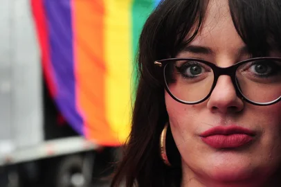 CAXIAS DO SUL, RS, BRASIL, 29/01/2023. Caxias do Sul realiza a 1ª Marcha do Orgulho Trans. Pauta para o caderno Almanaque. Na foto, Marcie Ramos. (Bruno Todeschini/Agência RBS)Indexador: BTK<!-- NICAID(15336201) -->