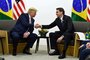 Brazil's President Jair Bolsonaro (R) meets with US President Donald Trump during a bilateral meeting on the sidelines of the G20 Summit in Osaka on June 28, 2019. (Photo by Brendan Smialowski / AFP)