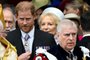 Britain's Prince Harry, Duke of Sussex (L) and Britain's Prince Andrew, Duke of York (R) leave after attending the coronations of Britain's King Charles III and Britain's Camilla, Queen Consort, at Westminster Abbey in central London on May 6, 2023. - The set-piece coronation is the first in Britain in 70 years, and only the second in history to be televised. Charles will be the 40th reigning monarch to be crowned at the central London church since King William I in 1066. Outside the UK, he is also king of 14 other Commonwealth countries, including Australia, Canada and New Zealand. Camilla, his second wife, will be crowned queen alongside him, and be known as Queen Camilla after the ceremony. (Photo by TOBY MELVILLE / POOL / AFP)<!-- NICAID(15421615) -->