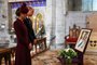 Britain's Prince William, Prince of Wales and Britain's Catherine, Princess of Wales visit St David's Cathedral in south-west Wales on September 8, 2023, to commemorate the life of Her Late Majesty Queen Elizabeth II on the first anniversary of her passing. (Photo by TOBY MELVILLE / POOL / AFP)<!-- NICAID(15535527) -->