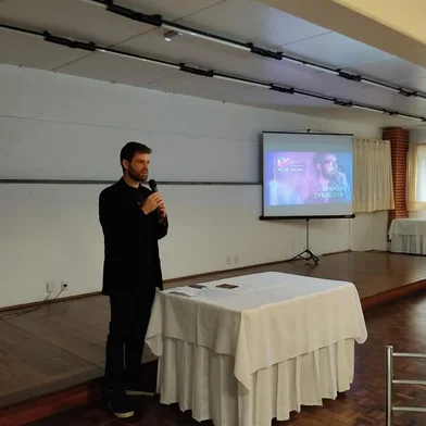 Lançamento da Escola de Inovação de Caxias do Sul.  Na foto, o executivo do Instituto Hélice, Thomas Job, apresenta a proposta. <!-- NICAID(15194840) -->