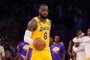LOS ANGELES, CA - MAY 22: LeBron James #6 of the Los Angeles Lakers dribbles the ball during Game Four of the Western Conference Finals against the Denver Nuggets on May 22, 2023 at Crypto.com Arena in Los Angeles, California. NOTE TO USER: User expressly acknowledges and agrees that, by downloading and/or using this Photograph, user is consenting to the terms and conditions of the Getty Images License Agreement. Mandatory Copyright Notice: Copyright 2023 NBAE   Garrett Ellwood/NBAE via Getty Images/AFP (Photo by Garrett Ellwood / NBAE / Getty Images / Getty Images via AFP)<!-- NICAID(15435718) -->