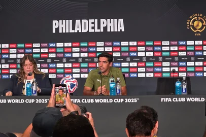 Abel Ferreira em entrevista coletiva antes do jogo entre Palmeiras x Chelsea no Mundial de Clubes 2025.<!-- NICAID(16073284) -->