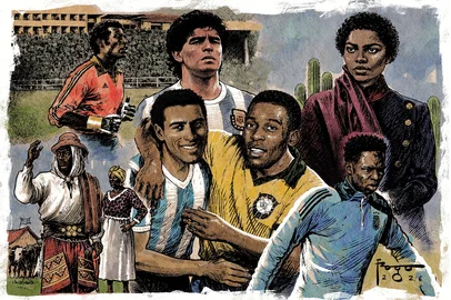 Ilustração de Gilmar Fraga com personagens negros da história da Argentina.<!-- NICAID(16328988) -->