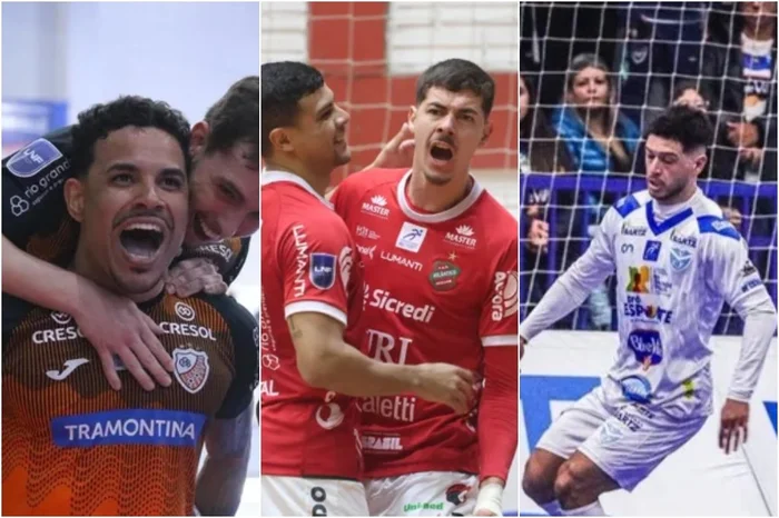 Montagem sobre fotos de Lucka Cyríaco, Edson Castro e Ricardo Weschenfelder / ACBF, Atlântico e Vélez Camaquã / Divulgação