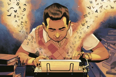 Bill Finger: À Sombra de um Mito, história em quadrinhos de Julian Volij e Erez Zadok<!-- NICAID(16040805) -->