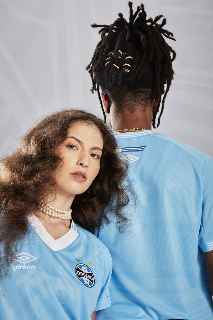 Gr&ecirc;mio camisa celeste suarez feminina