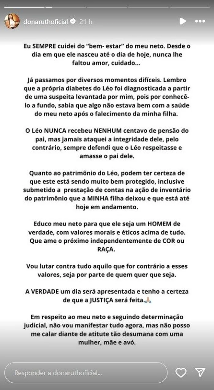 Instagram / @donaruthoficial / Reprodução Instagram / @donaruthoficial / Reprodução