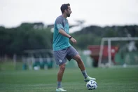 Treino do Juventude na reapresentação no CT Alviverde no dia 12. Na foto, meia Nenê.<!-- NICAID(16166204) -->