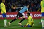 Uruguay's forward Darwin Nunez (C) celebrates after scoring during the 2026 FIFA World Cup South American qualification football match between Uruguay and Colombia at the Centenario Stadium in Montevideo on October 17, 2023. (Photo by Eitan ABRAMOVICH / AFP)Editoria: SPOLocal: MontevideoIndexador: EITAN ABRAMOVICHSecao: soccerFonte: AFPFotógrafo: STF<!-- NICAID(15571833) -->