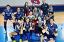 Time de futsal feminino da FAC Sogipa, campeão da Supercopa Integração de Estados 2023 em SC.