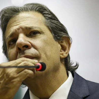 O ministro da Fazenda, Fernando Haddad, concede entrevista coletiva à imprensa, em Brasília.<!-- NICAID(15639251) -->