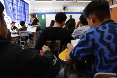 Jeff Botega / Agencia RBS Canoas, RS, Brasil – A Escola Estadual São Francisco (foto) de Assis abriga temporariamente os alunos da Escola Tereza Francescutti, uma das mais afetadas pela enchente. O prédio original segue interditado, enquanto obras de recuperação são avaliadas pelas autoridades estaduais.Indexador: jeff botega<!-- NICAID(16165754) -->
