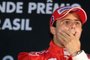 Brazilian Formula One driver Felipe Massa of Ferrari gestures in the podium after winning the Brazilian Gran Prix, at the Interlagos racetrack in Sao Paulo, Brazil, on November 2, 2008. British Lewis Hamilton was crowned Formula One champion after finishing fifth in the race.    AFP PHOTO/ORLANDO KISSNER (Photo by ORLANDO KISSNER / AFP)Editoria: SPOLocal: Sao PauloIndexador: ORLANDO KISSNERSecao: motor racingFonte: AFP<!-- NICAID(15394390) -->