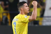 Nassr's Portuguese forward #07 Cristiano Ronaldo celebrates after scoring his team's first goal during the AFC Champions League group E football match between Saudi al-Nassr SC and Tajikistan's FC Istiklol at King Saud University Stadium in Riyadh on October 2, 2023. (Photo by Fayez NURELDINE / AFP)Editoria: SPOLocal: RiyadhIndexador: FAYEZ NURELDINESecao: soccerFonte: AFPFotógrafo: STF<!-- NICAID(15559898) -->