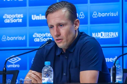 Gremio Porto Alegre, RS, Brasil, 17/03/2023 - Entrevista coletiva de aposentadoria de Lucas Leiva - Foto: Lucas Uebel/Grêmio FBPA/DivulgaçãoEditoria: SPOLocal: Porto AlegreIndexador: Lucas UebelSecao: futebolFonte: Gremio.netFotógrafo: Gremio <!-- NICAID(15378759) -->